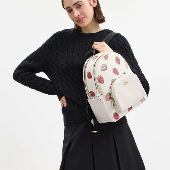 NWT Coach Court Backpack with Strawberry Print Style In Canvas/CAS94 🍓